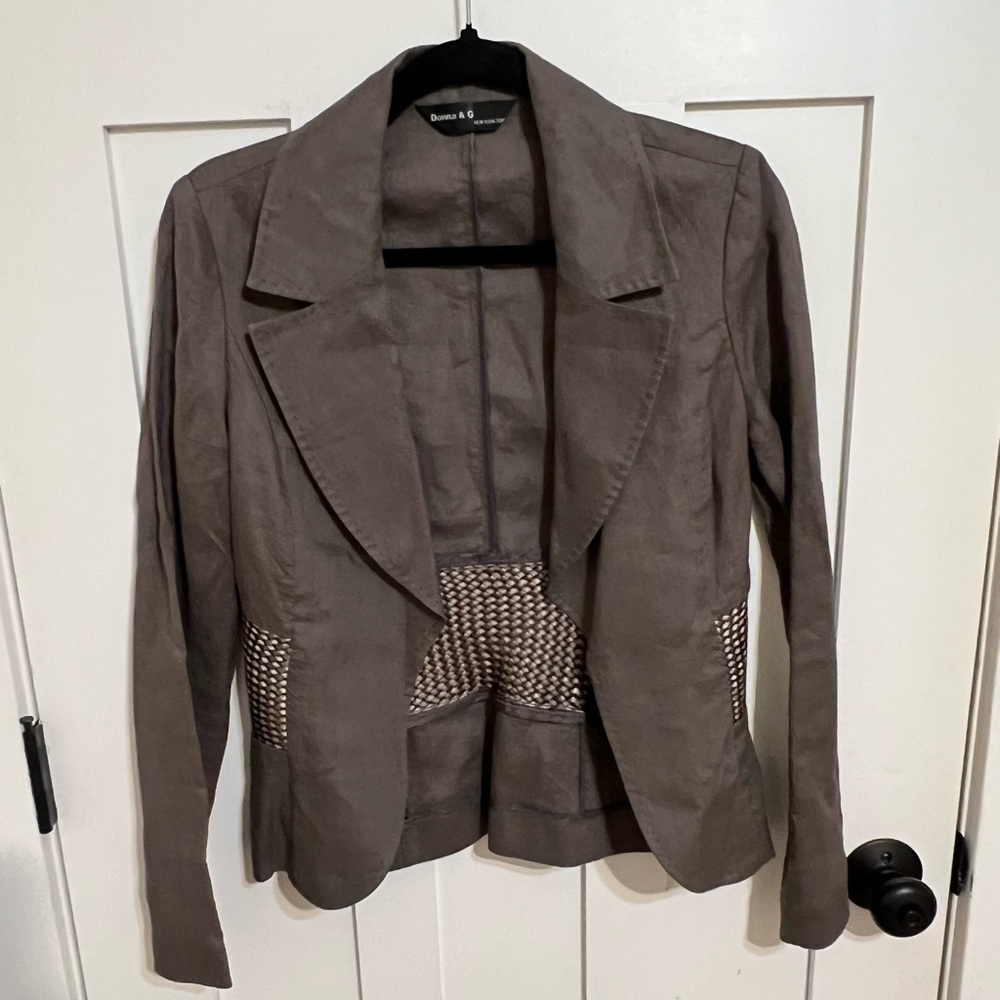 Donna & G New York 100% Linen Open Front Blazer Gray Size 8